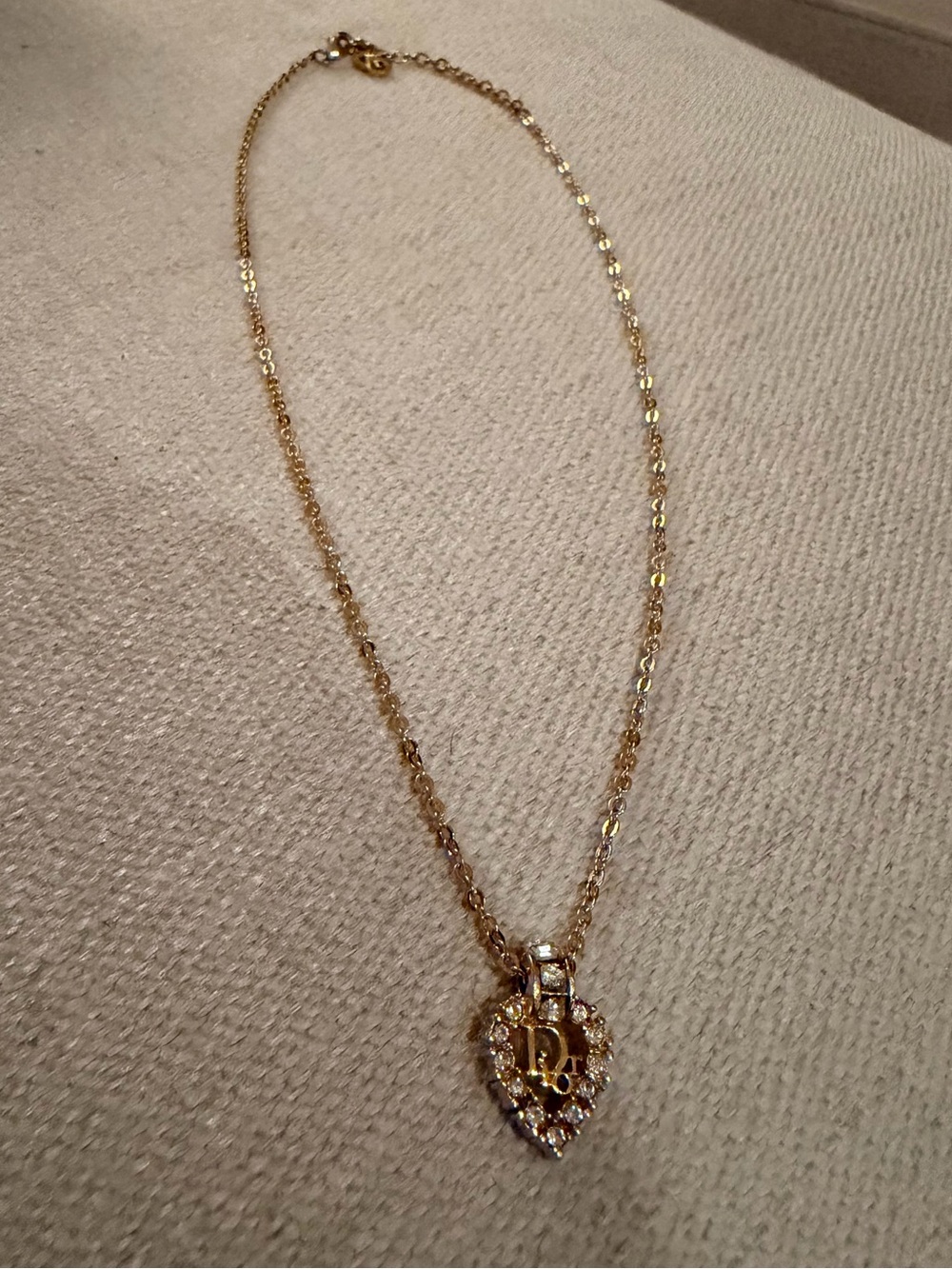 Dior Logo Gold Heart Pendant Necklace
